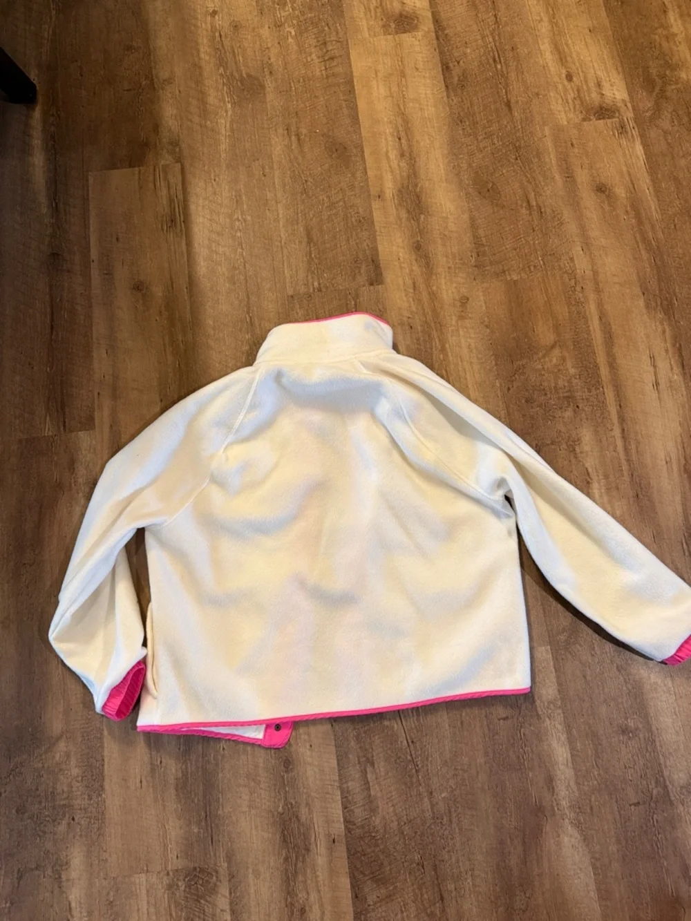 J. Crew women White and Hot Pink Colorblock Snap Fleece Jacket - Picture 4 of 4